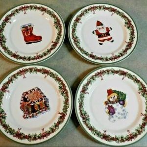 🎄 Set of 4 LUNCHEON PLATES
 RADKO HOLIDAY CELEBRATIONS SET 4 LUNCHEON PLATES